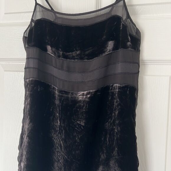 Sexy silk black chiffon velvet tank top Sz Medium - Picture 3 of 8